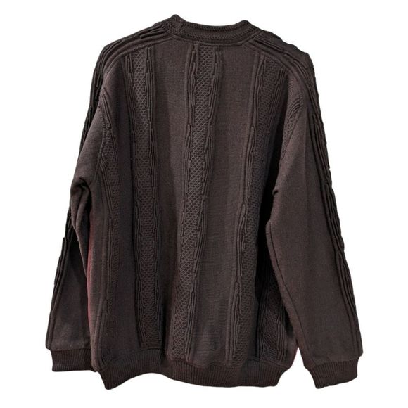 Tosani Canada Men's Wool & Acrylic Knit Sueded Sweater Brown & Burgundy Size L - Picture 2 of 7